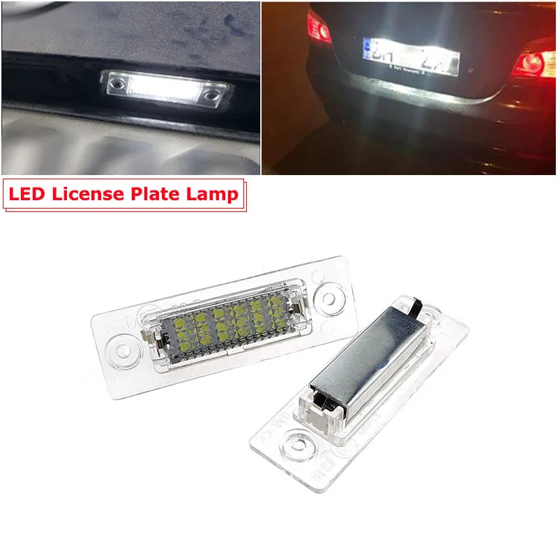 2Pcs Car LED License Plate Lights For VW Touran Jetta Golf Caddy MK5 T5 Passat Cimousint Combi Variant SKODA Superb Accessories