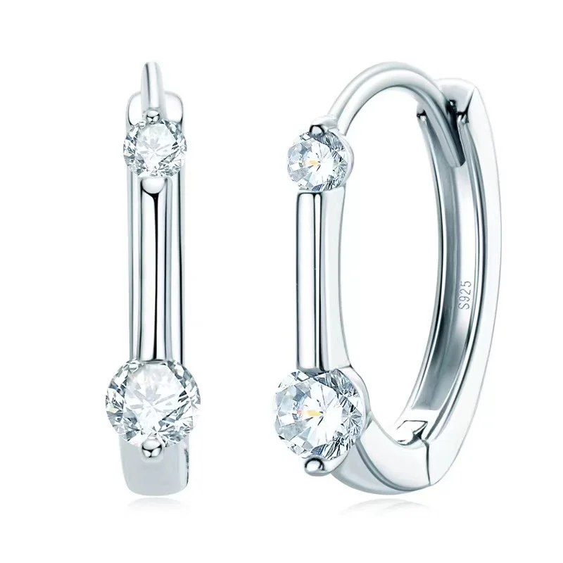 Tiny Moissanite Hoop Earrings for Women 925 Sterling Silver Circle Diamond Huggie Earrings Iced 0.26ct Moissanita Pass Tester