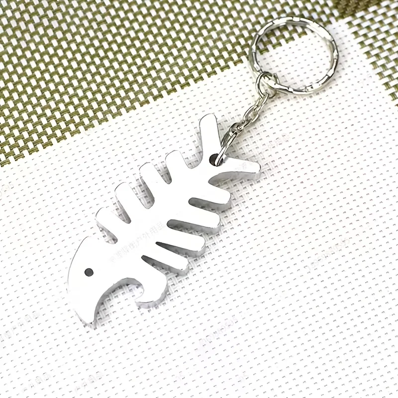 Aluminum Alloy Fishbone Beer Bottle Opener Keychain, Ideal for Men,Husbands, Dads, Boyfriends - Essential EDC for Outdoor Travel