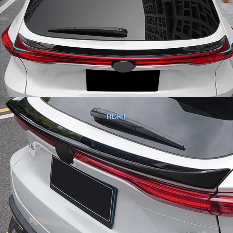 Car Style Accessories Exterior Sticker For Toyota Venza Harrier 2022 + ABS Black Carbon Fibre Tail Door Rear Trunk Spoiler Wing