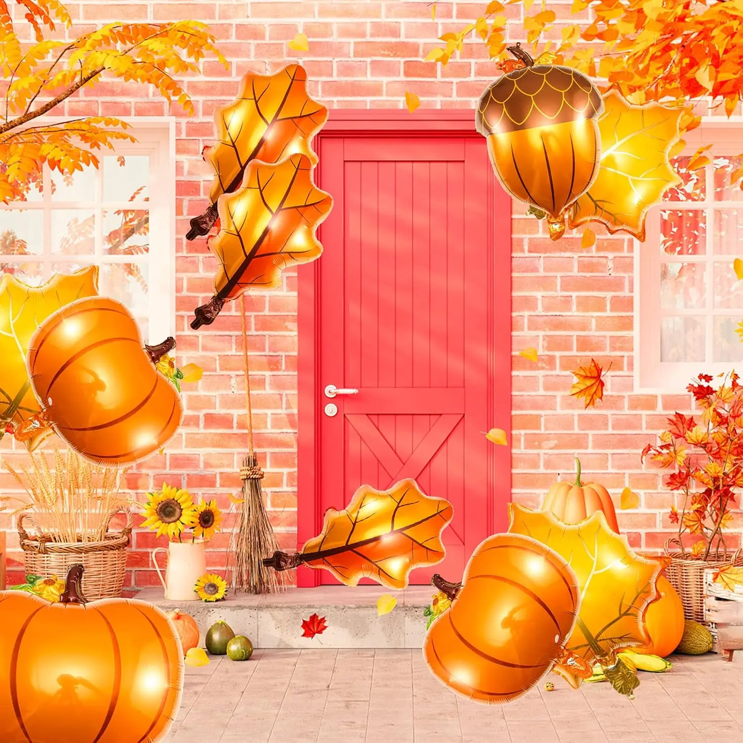 16 Pcs Fall Balloons Thanksgiving Balloons Foil Balloons Pumpkin Acorn Maple Leaf Balloons for Birthday Wedding Party Supplies - image 2