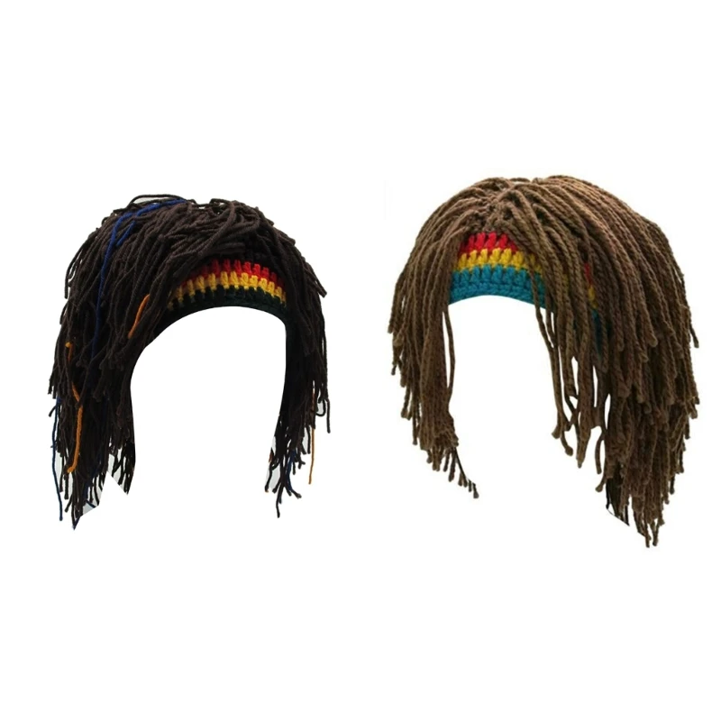 Winter Hat Hairs Rastas Wigs Beard Hat Hairs Crochet Hat Caps Halloween Caps Knittings Hat with Dreadlocks