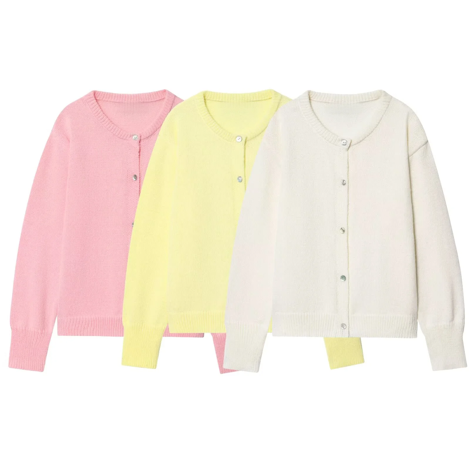 

MYST&ZA2025 autumn women's lazy style fashion temperament versatile simple round neck long sleeve sweater knitted cardigan