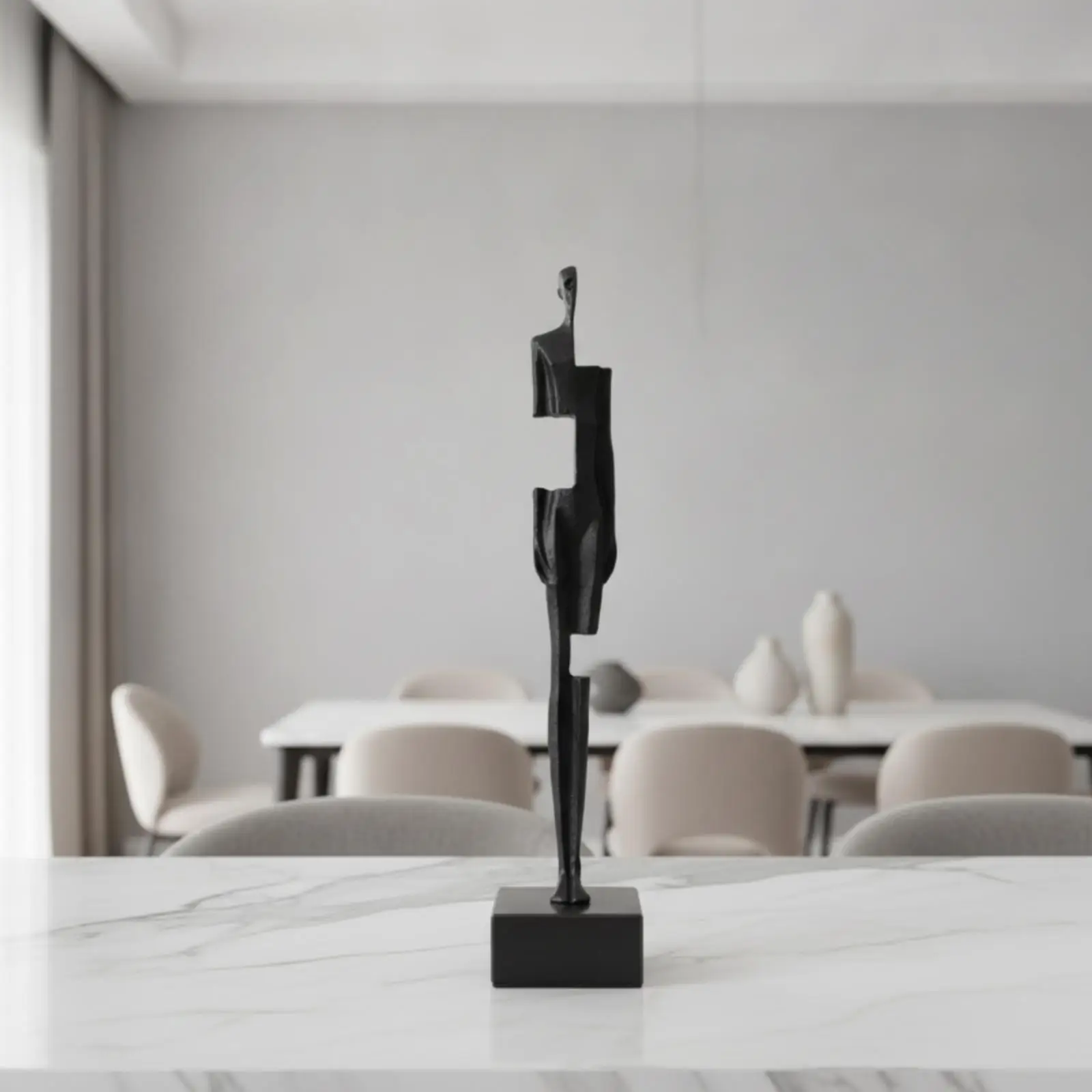 Abstract Human Figure Sculpture Modern Art Object Tall for Entryway, Bookshelf
