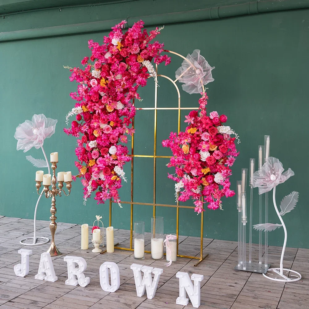 

Wedding Florals Hot Pink Series Artificial Rose Flower Runner for Birthday Party Backdrop Decor Home Decoration Free Shiping