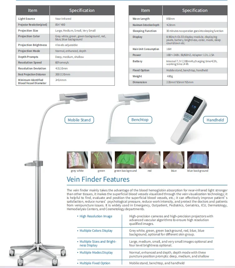 Détecteur de veine portable avec stent, imageur vasculaire, détecteur de veine, trouver des veines pour vérifier les vaisseaux