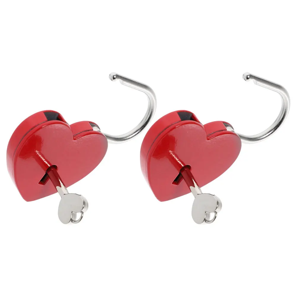 

2 Sets Heart Lock Luggage Locks with Key Custom Heart-shaped Love Padlock Travel Padlocks Zinc Alloy of Metal Decorations