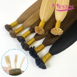 MESXN Straight Flat Tip Hair Extensions Natural Real Human Hair Extensions Brown Blonde Color 16-24inch 1g/Strand