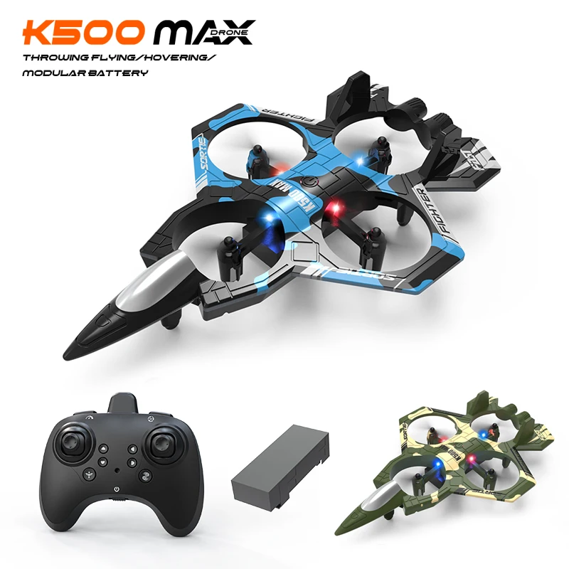 

K500 MAX RC Plane Fighter 2.4G Remote Control Stunt Glider 360 ° Rolling Flight Flying EPP Foam Airplane with LED Toys for Kids