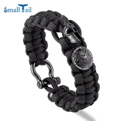 Men Nordic Outdoor Spartan Warrior Helmet Bracelets Survival Paracord with Metal Buckle Bracelets Vintage Vikings Accessories