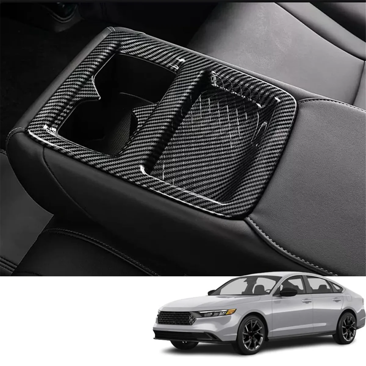 Couvercle de porte-gobelet à eau arrière de voiture, garniture intérieure, accessoires en carbone ABS, Honda Accord 2023, 2024, 11th Isabel