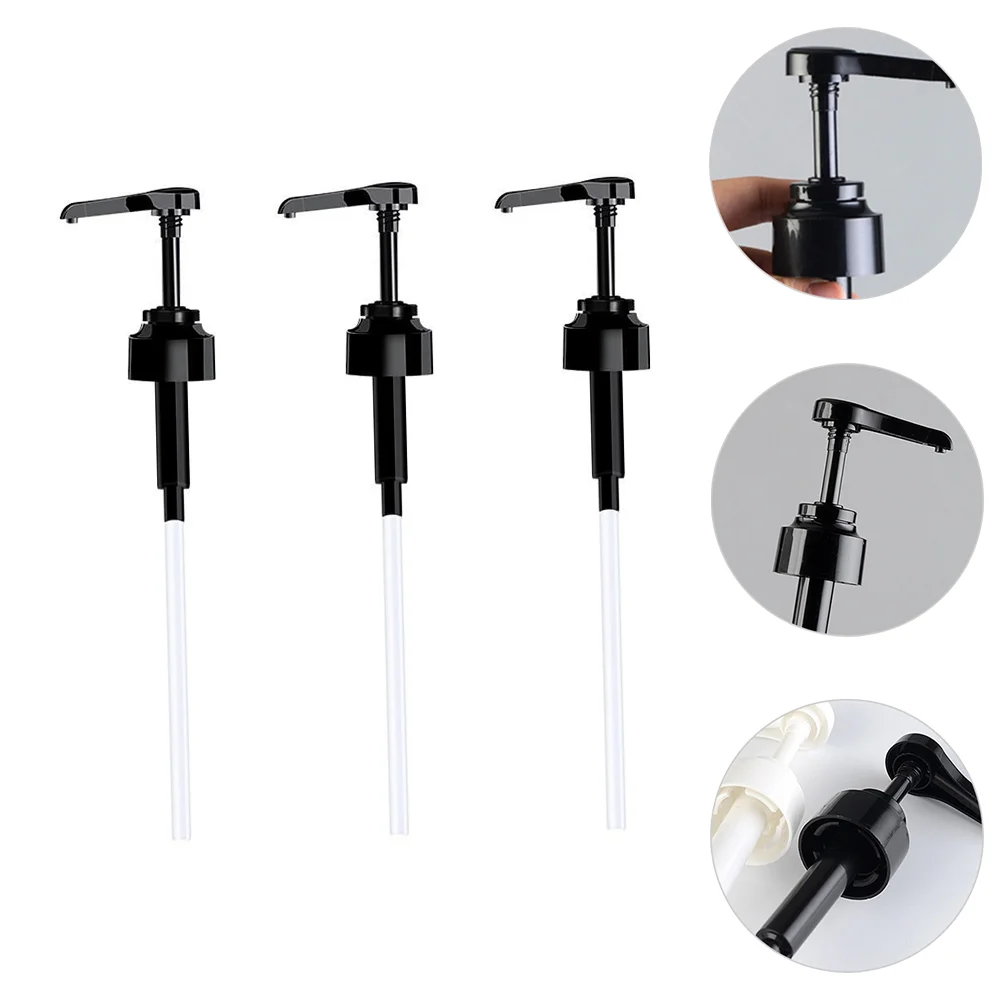 3 Pcs Syrup Pumps for Coffee Bar Head Sauce Bottle Creamer Dispenser Black Pressure Oil Sprayers