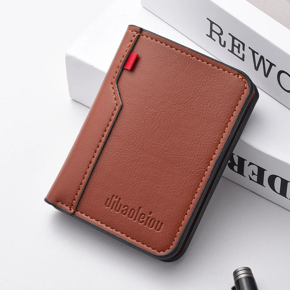 New Men's Retro Style Slim Mini Vertical PU Leather Wallet for Men Ultra Thin Compact Card Holder Cash Pocket Portable