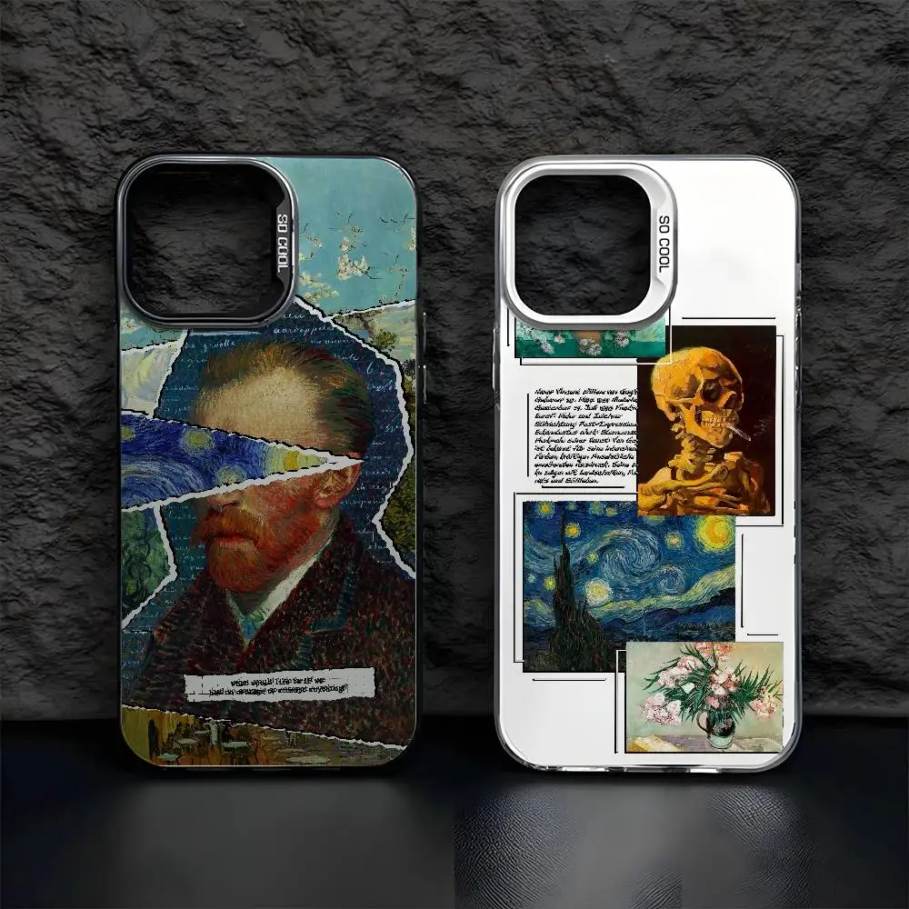 

Sunflower Van Gogh Art Phone Case For IPhone 17 16 15 14 13 12 11 Plus Pro Max Multicolor Aurora Laser Shockproof Funda Cover