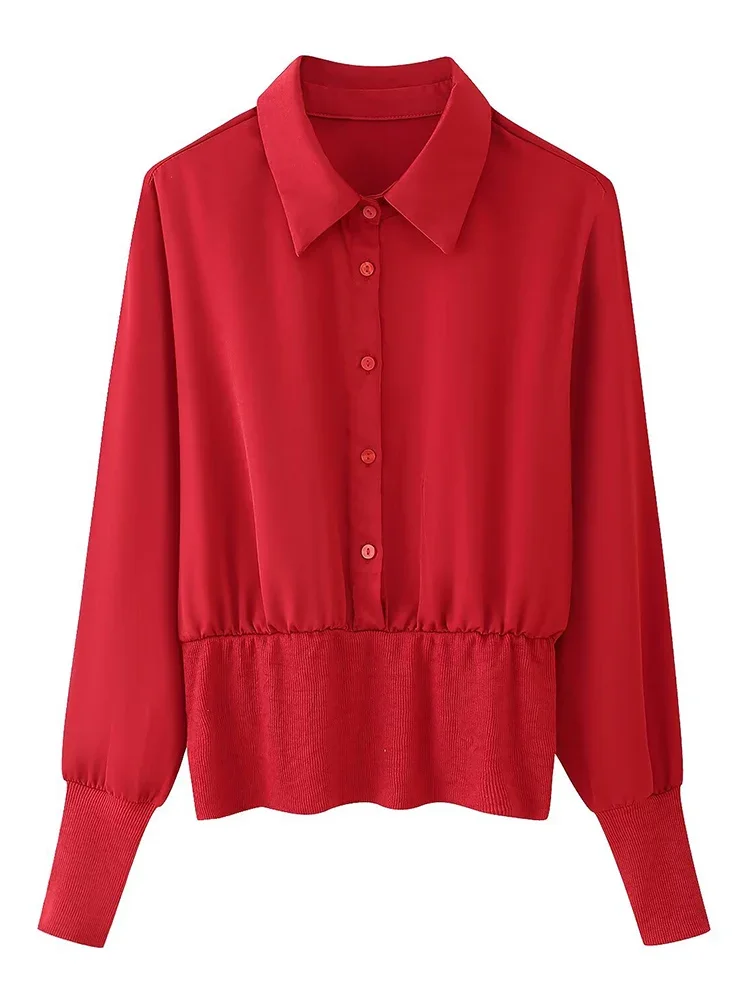 

Women Red Blouse Vintage Button Long Sleeve Shirt 2025 Spring Summer Fashion Female Formal Office Casual Blouse Top