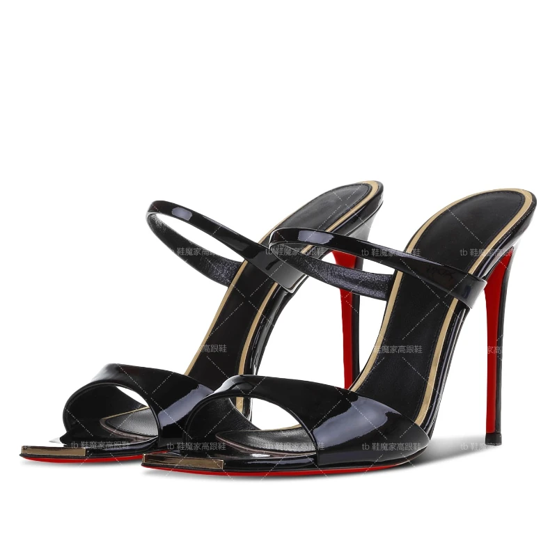 2025 Women's Metal Pointed High Heels Sexy Strap Slippers Summer Fine Heels Half Dragged Sandals Cool One Word Design