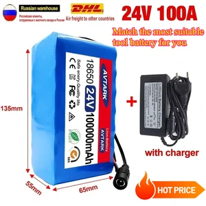 Batería de litio de 24V 100Ah para sillas de ruedas | 7S3P 18650 100000MAH PACK recargable | con 29.4V 2A Cargador rápido 10 mejores ventas de batería de silla de ruedas de litio de 24 V - №3
