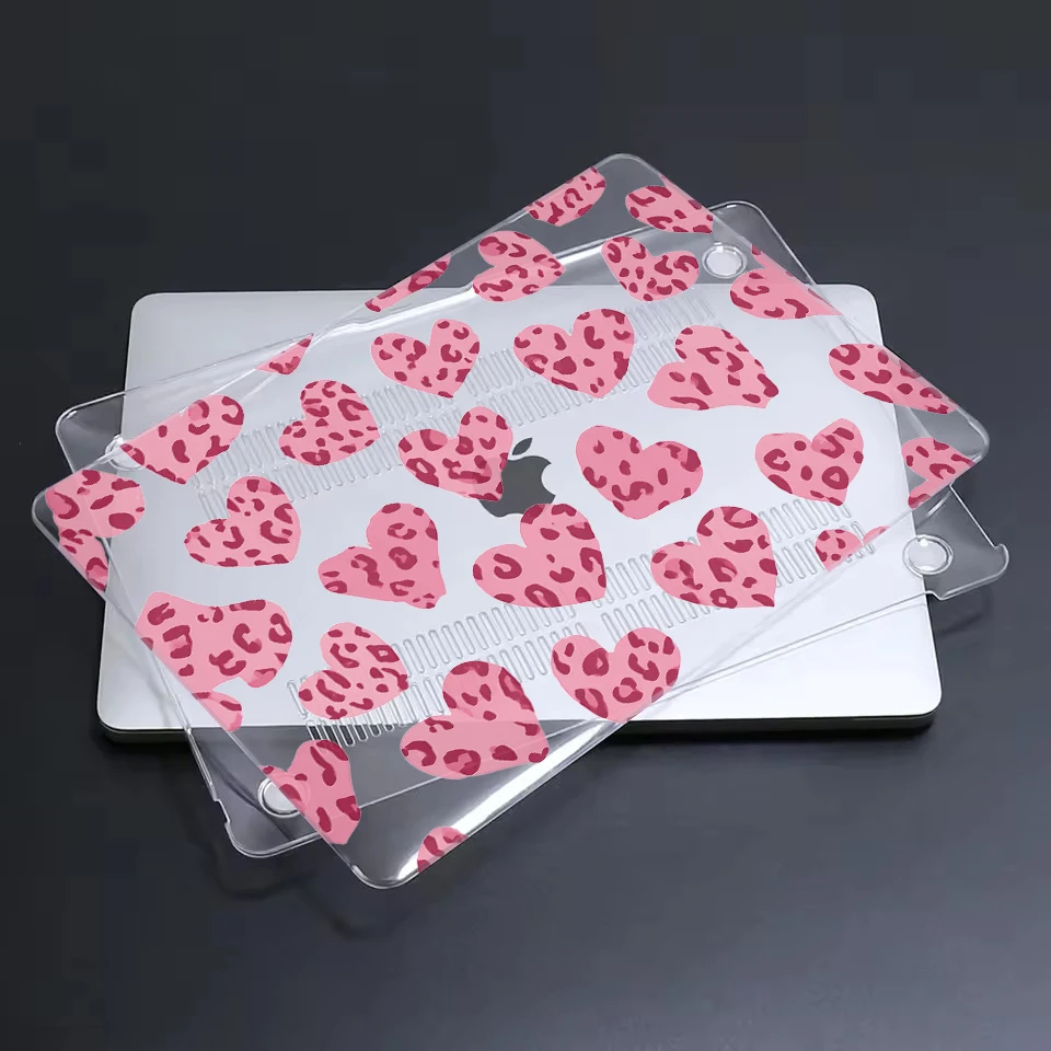 Leopard print heart Laptop Case for MacBook Neo 13 2026 A18 Pro A3404 Shell for MacBook Air 13 A3449 M5 Pro 14 16 M4 M3 M2 Cover