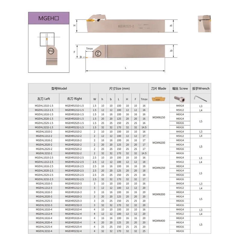 MGEHR2020-2 MGEHR2525-3 MGEHL2525-4 External Grooving Tool MGEHR MGEHL 2020 2525 -1.5/2/2.5/3/4/5/6 Lathe Cutter bar CNC Holder