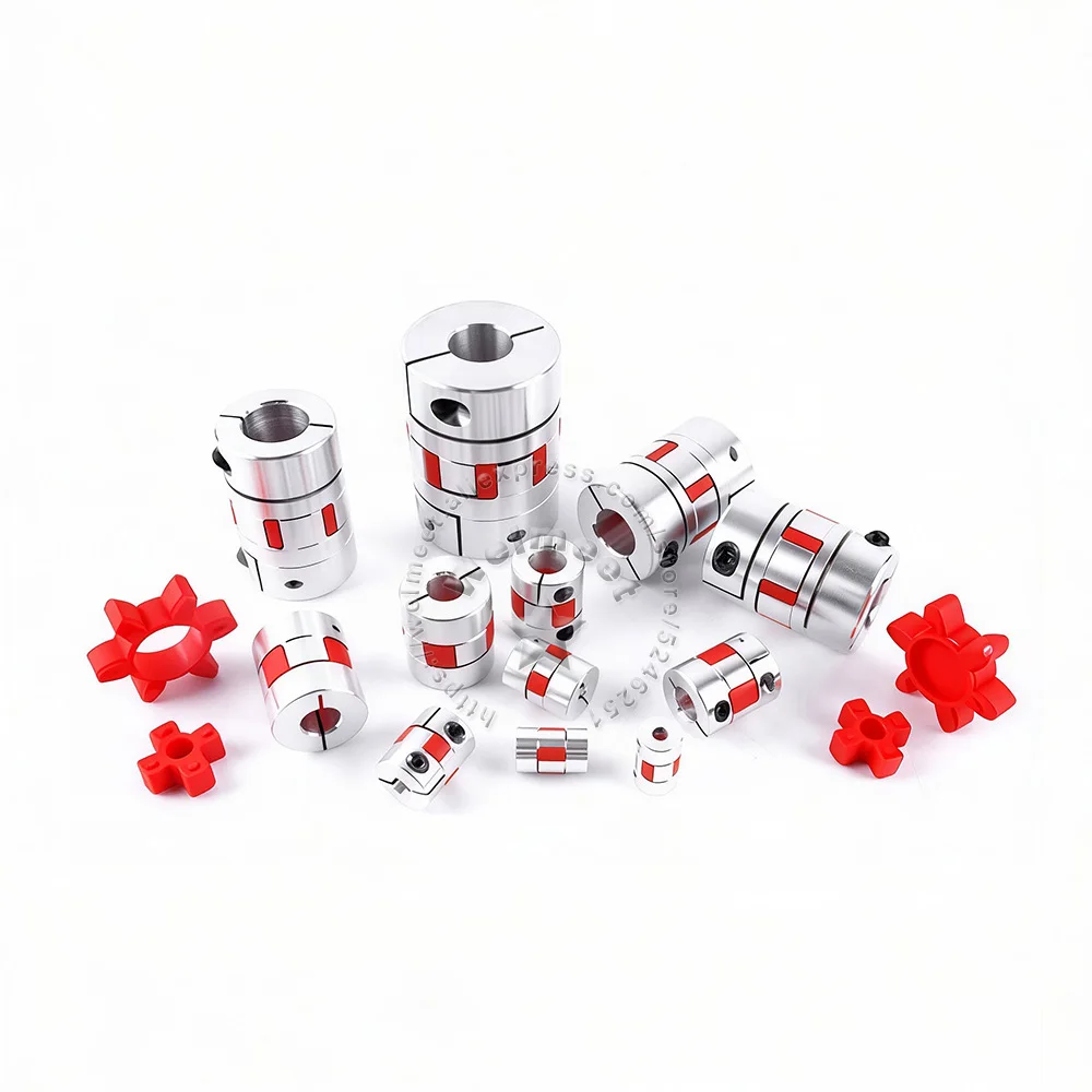 D40L45 Plum Flexible Shaft L-Jaw Coupling with Elastic Spider, Aluminum Alloy, Bore 8-22mm, for Motor/Pump/Fan Transmission