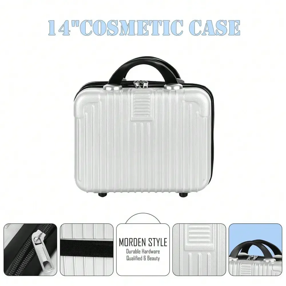 2-Piece Carry-On Luggage Set Hardside Suitcase Spinner W/ Cosmetic Bag (14"+20")