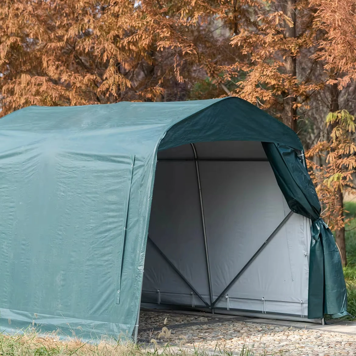 

Outdoor Dustproof Sunprotected Metal Storage Shed Pressure Treated Carport with Balcony for Sundries Garages & Canopies