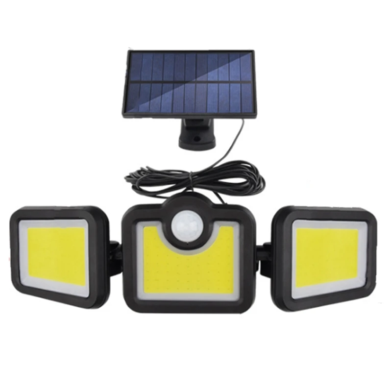 

Solar LED Light Outdoor 3 Head Motion Sensor Remote Control Lamp Wide Angle Illumination Wall Lamp