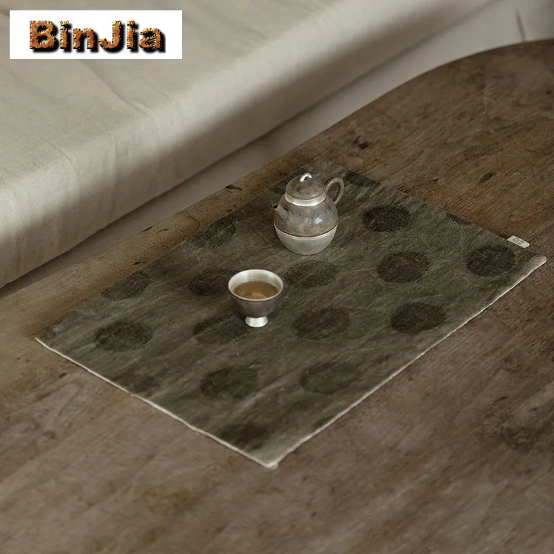 النمط الياباني القطن الكتان مستطيلة طاولة شاي الحصير اليابانية شرب كوستر عشاء مفرش طاولة حصيرة تشا لوازم الحلي هدية #1