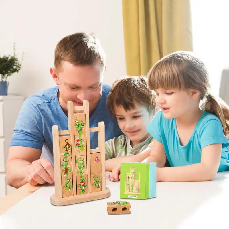 Juego de mesa de apilamiento, bloques de caída, juegos de mesa, bloques de construcción apilables de madera, juego de mesa educativo familiar para niños de 3 años o más