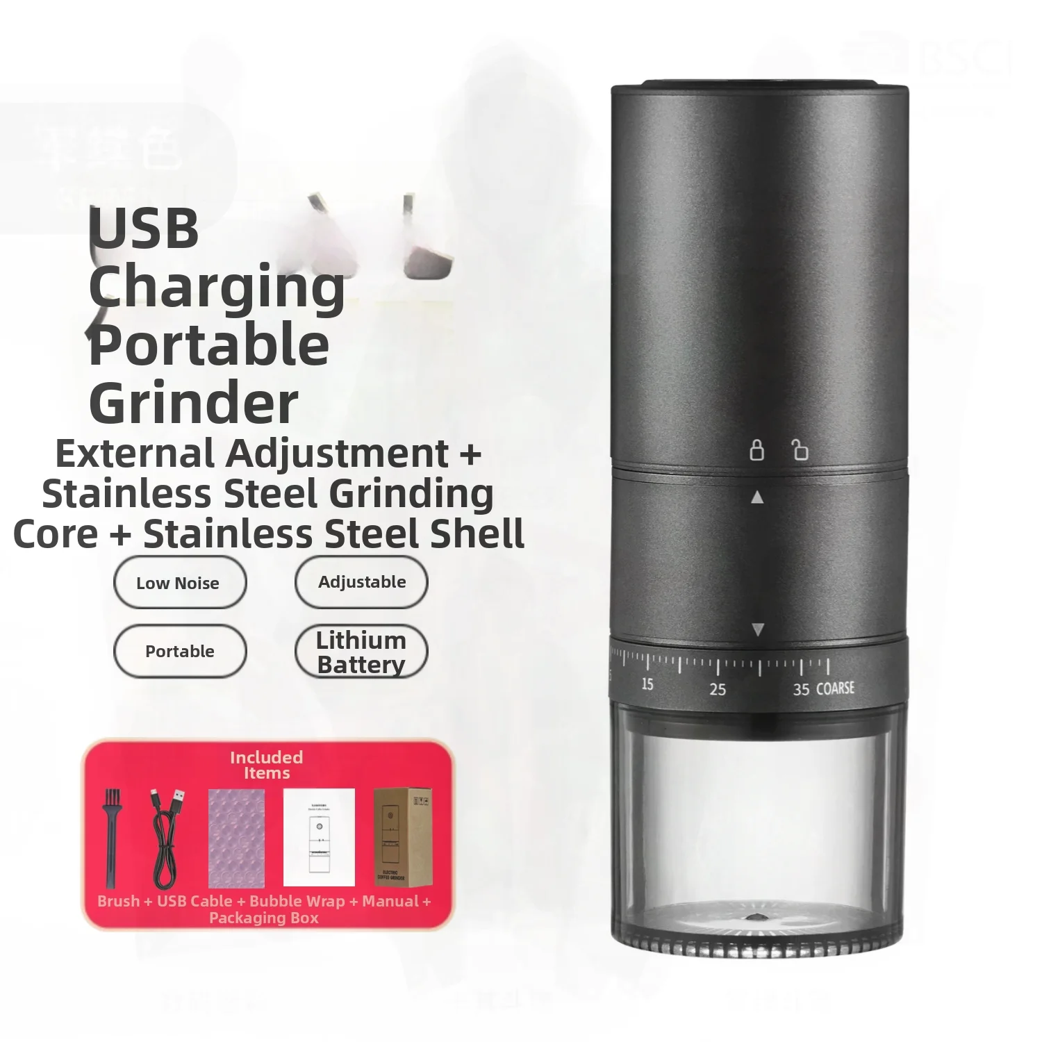 

Electric Coffee Bean Grinder Stainless Steel Fully Automatic Modern Minimalist Design for Office Home Cafe Touchscreen Control