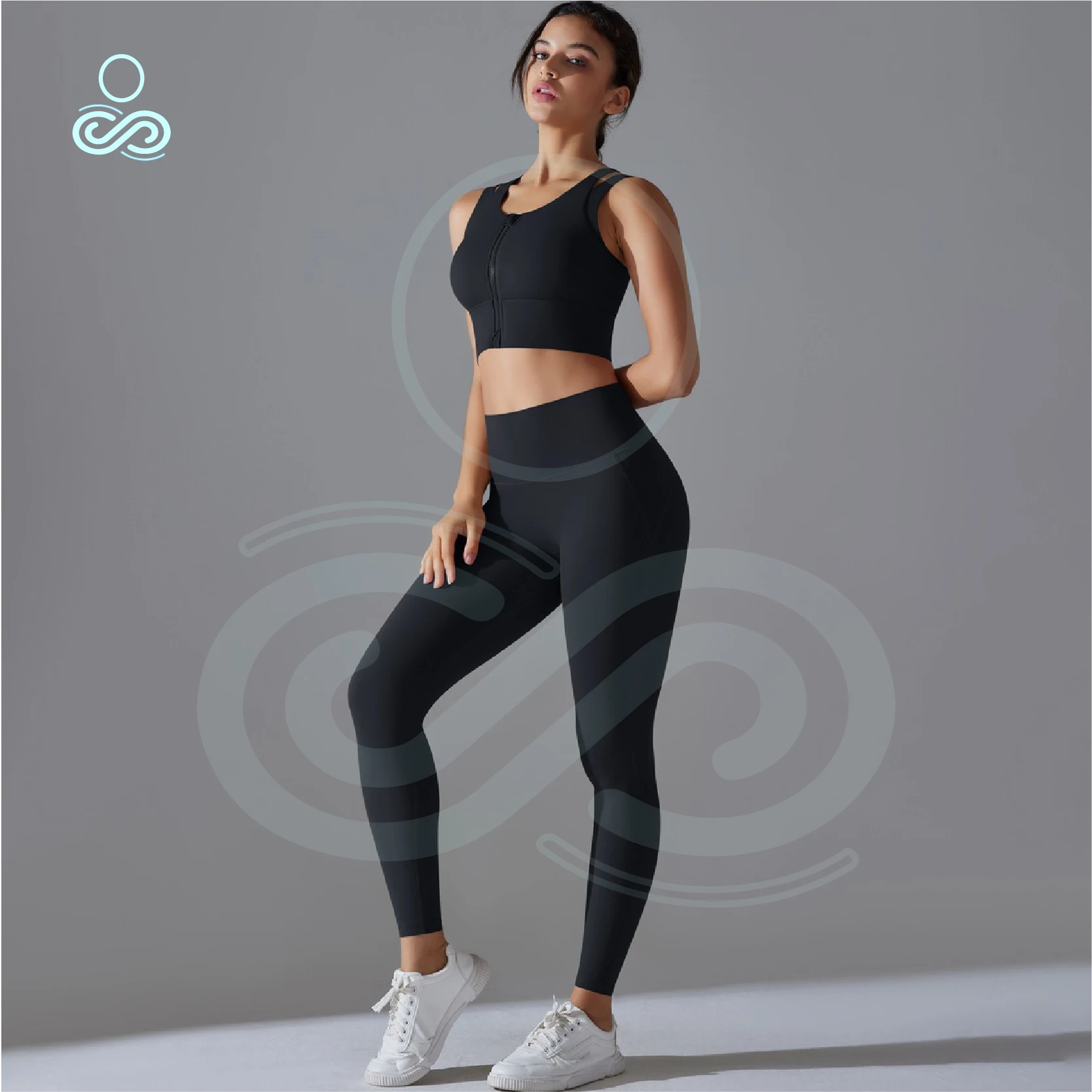 Europe and the United States women's yoga suit training rib-neck sleeveless tank top and sport fitness pants wear outside