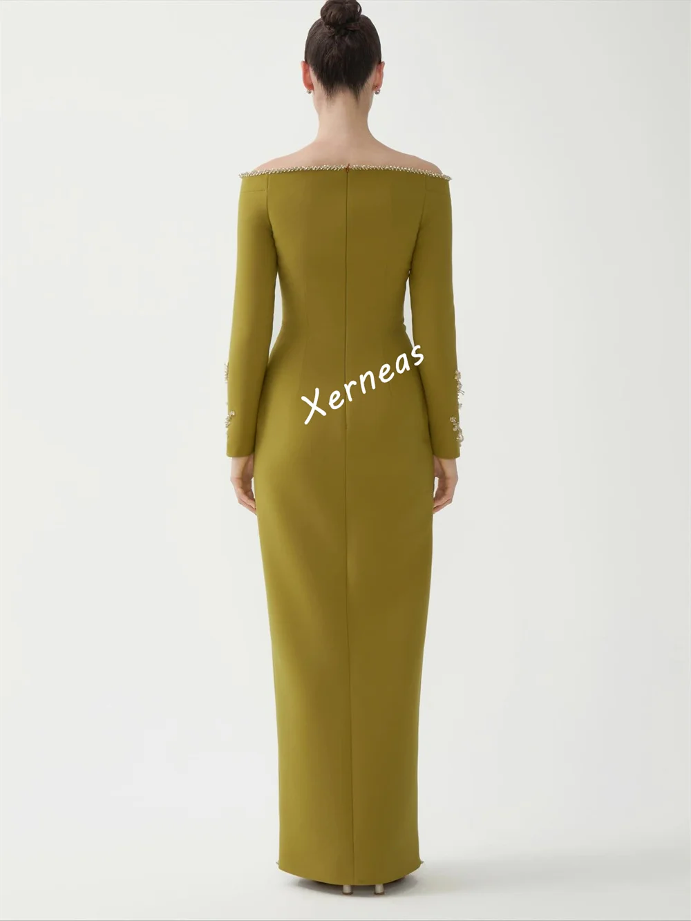 تخصيص جيرسي بريق زين خارج على الكتف فساتين طويلة مستقيمة مناسبة مخصصة حفلة أنيقة عالية الجودة