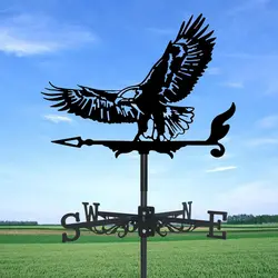 Black Metal Eagle Wings, Weathervane Silhouette Art, Aerial Raptor, Wind Vanes, Decorações ao ar livre, Jardim para telhado, quintal, construção