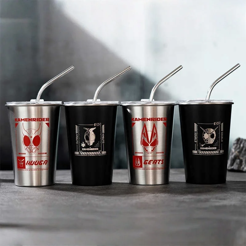 Moeyu kamen rider duplo kuuga kabuto copo de aço inoxidável café chá leite suco caneca kawaii copos criativos drinkware copo dos desenhos animados