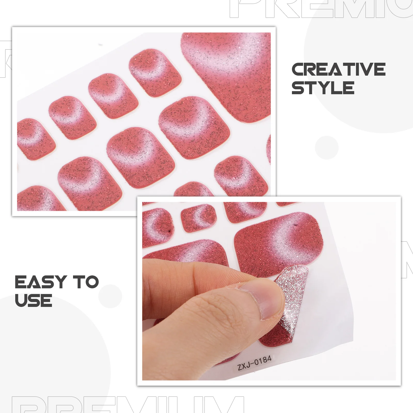 5 pezzi adesivi per unghie glitter occhi di gatto copertura completa della punta premere sull'unghia del piede avvolge nessun gel da forno accessori per unghie del piede fai da te