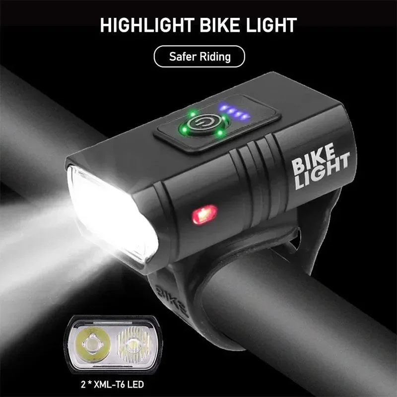 أضواء دراجة LED الدراجة الجبهة العلوي عرض الطاقة الجبلية MTB مقاوم للماء USB الدراجات LED الدراجة الجبهة مصباح