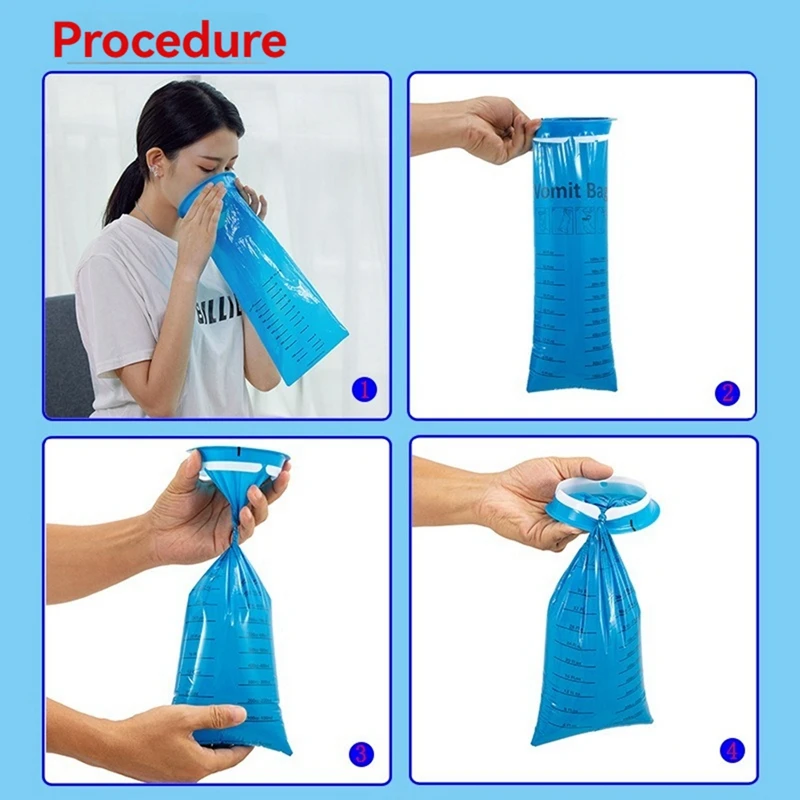 Emesis Bags Disposable, 50 Pack Vomit Bags For For Car Kids & Adult Leak Pure Barf Bags1000ml For Travel Motion Sicknes,