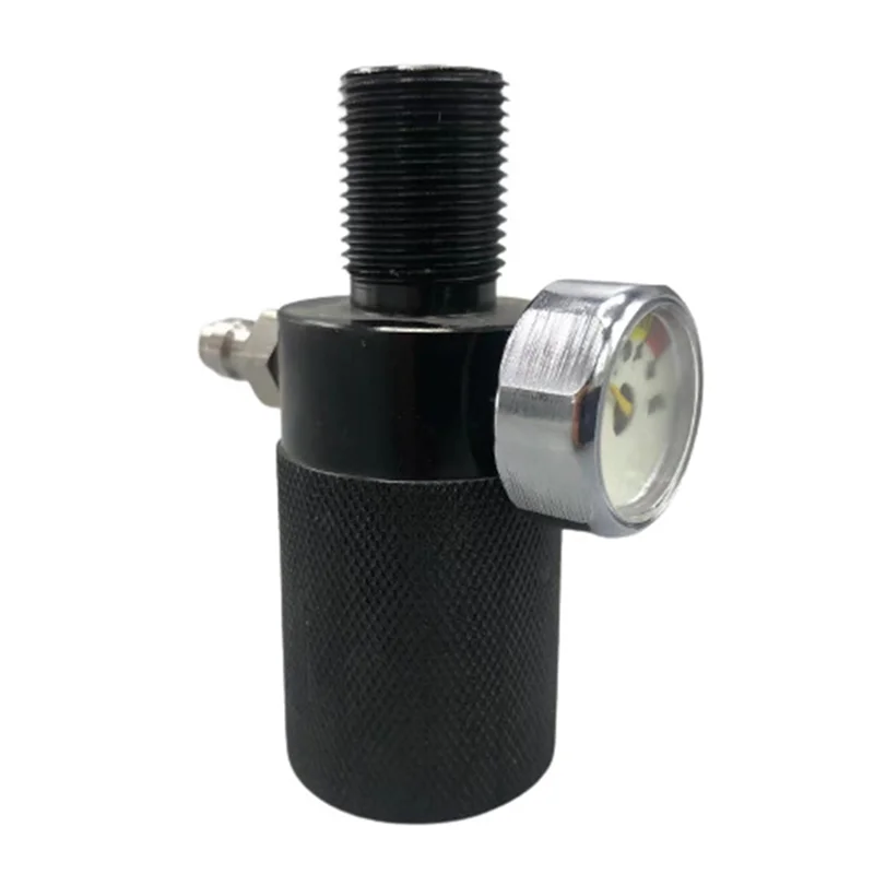 A69ehigh Pressure Gas Bottle Valve Adapter Inflatable Adapter Pressure Gauge Inflatable Adapter Double-Hole Pressure Valve
