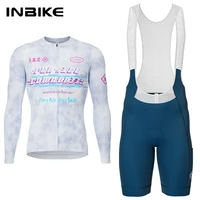 INBIKE-traje corto con pechera para ciclismo para hombre, Jersey de manga larga con 3 bolsillos, Baberos acolchados en 3D, ropa de ciclismo para montar