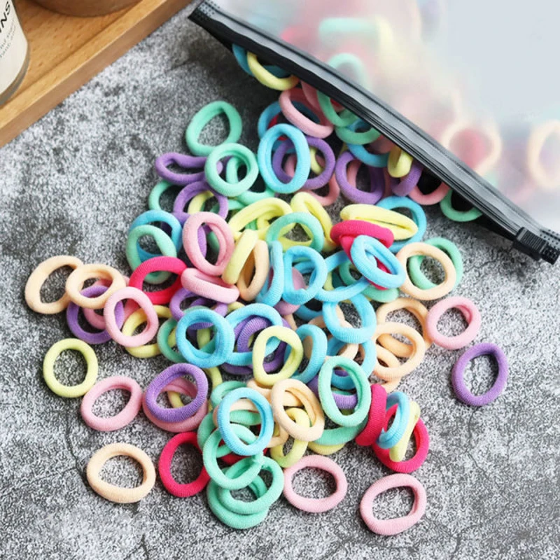 50/100 Stück Kinder elastische Haarbänder Mädchen Gum Scrunchie Gummiband für Kinder Nylon Haargummis Stirnband Baby Haarschmuck – Detail 8
