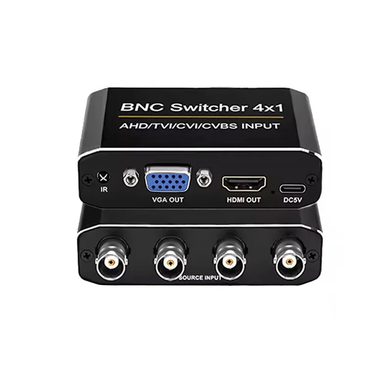 1080p 4 in 1 Out 4x1 BNC Switcher AHD TVI CVI CVBS To HDMI VGA Display Adapter Audio Video Converter for Security Surveillance
