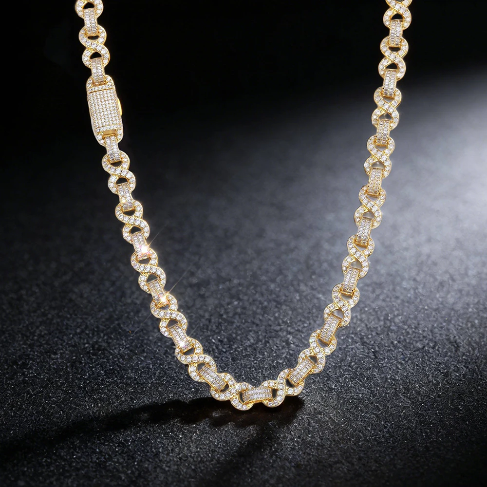 

ESKEEM Iced Out Hip Hop Cuban Chain 10mm Flip Clasp Cubic Zirconia 8 Shaped Design Link Necklace Jewelry Men Women Gift