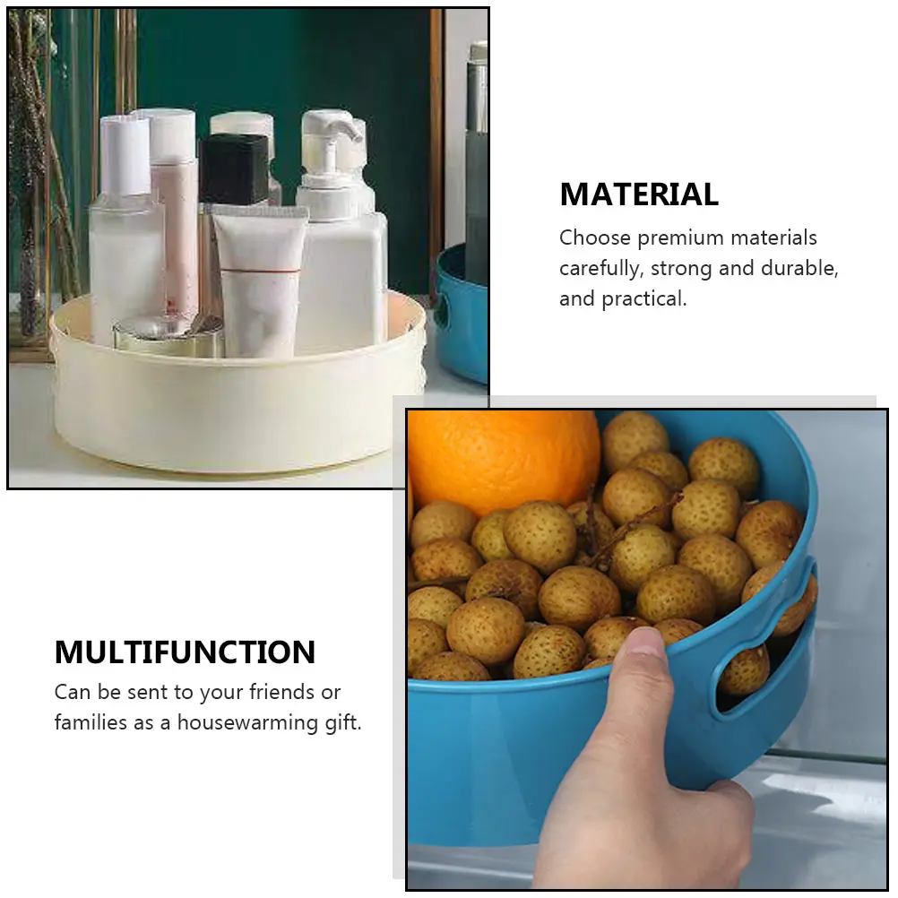 

2pcs Plastic PP Rotating Rack Kitchen Bathroom Storage Containers Seasonings Boxes Trays Fruit Holder