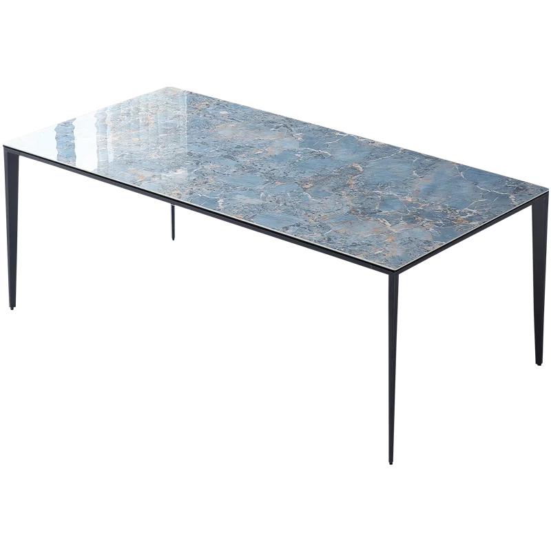 YY Simple Designer Rectangular Aluminum Alloy Household Bright Stone Plate Dining Table