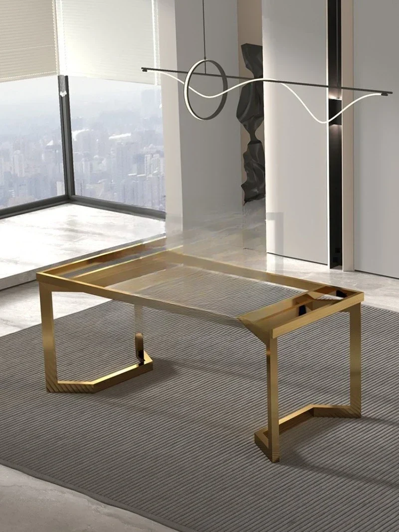 Light luxury stainless steel table foot rock slab, bracket wrought iron marble metal frame coffee table carbon 2