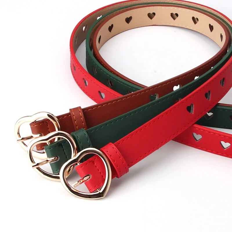

New Fashion Belt New Style Love Buckle Simple Jeans Pin Buckle Belt Simple and Versatile Heart Hollow Belt Lady