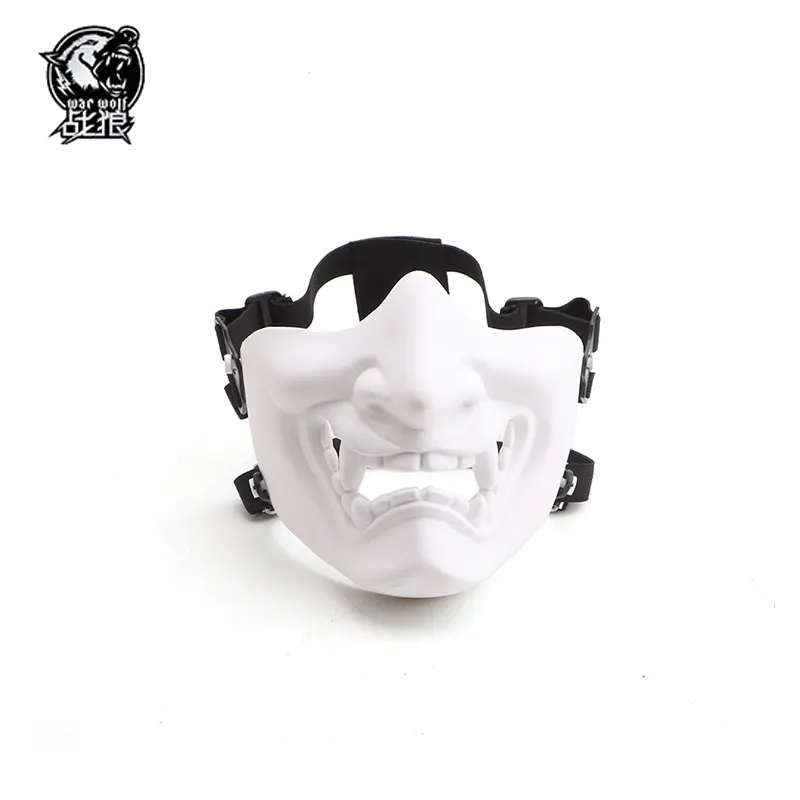 Halloween grimace mask field equipment simulation military fan tactics horror Japanese ghost samurai prajna mask half face