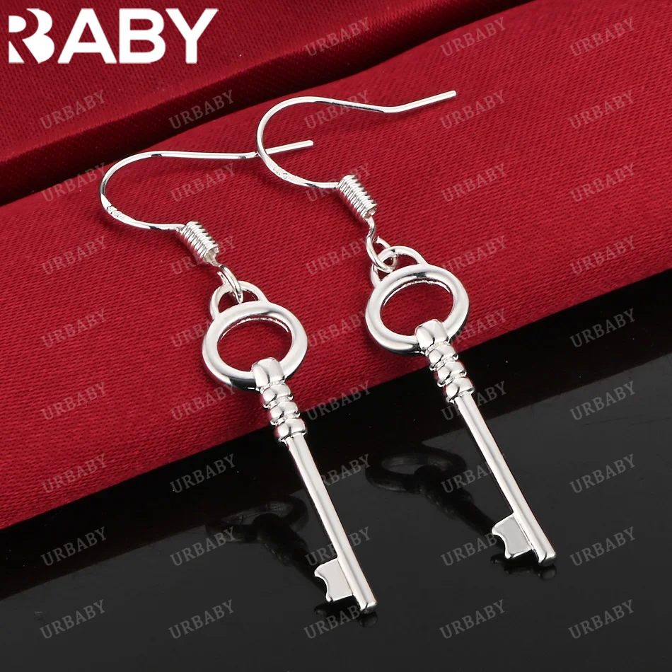 

URBABY 925 Sterling Silver Round Key Drop Earrings For Women Jewelry Fashion Party and Daily Wear
