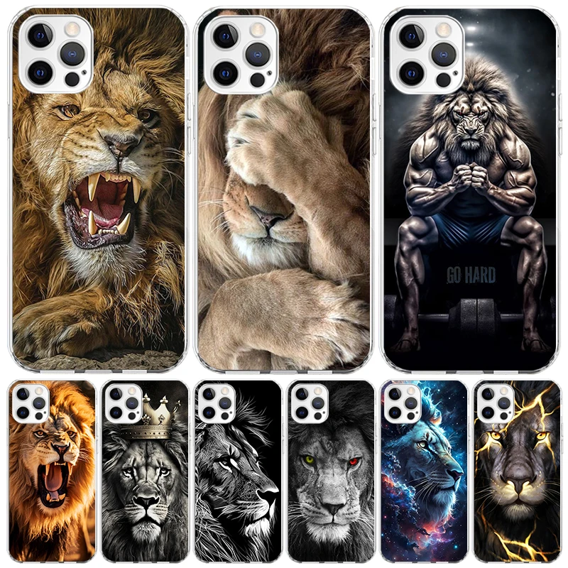 Lion Alpha Male Cub King Phone Case For Apple Iphone 11 12 13 Mini 14 15 16 Pro Max 7 Plus X XS XR SE Art Customized Coque Capa