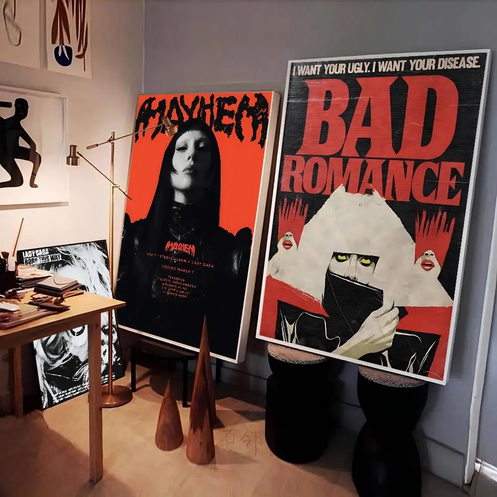 شعبية الكلاسيكية المغني L-lady-GagaS Vintage الملصقات لزجة الرجعية كرافت ورقة ملصق DIY بها بنفسك غرفة بار مقهى ملصقات طلاء جدران #3